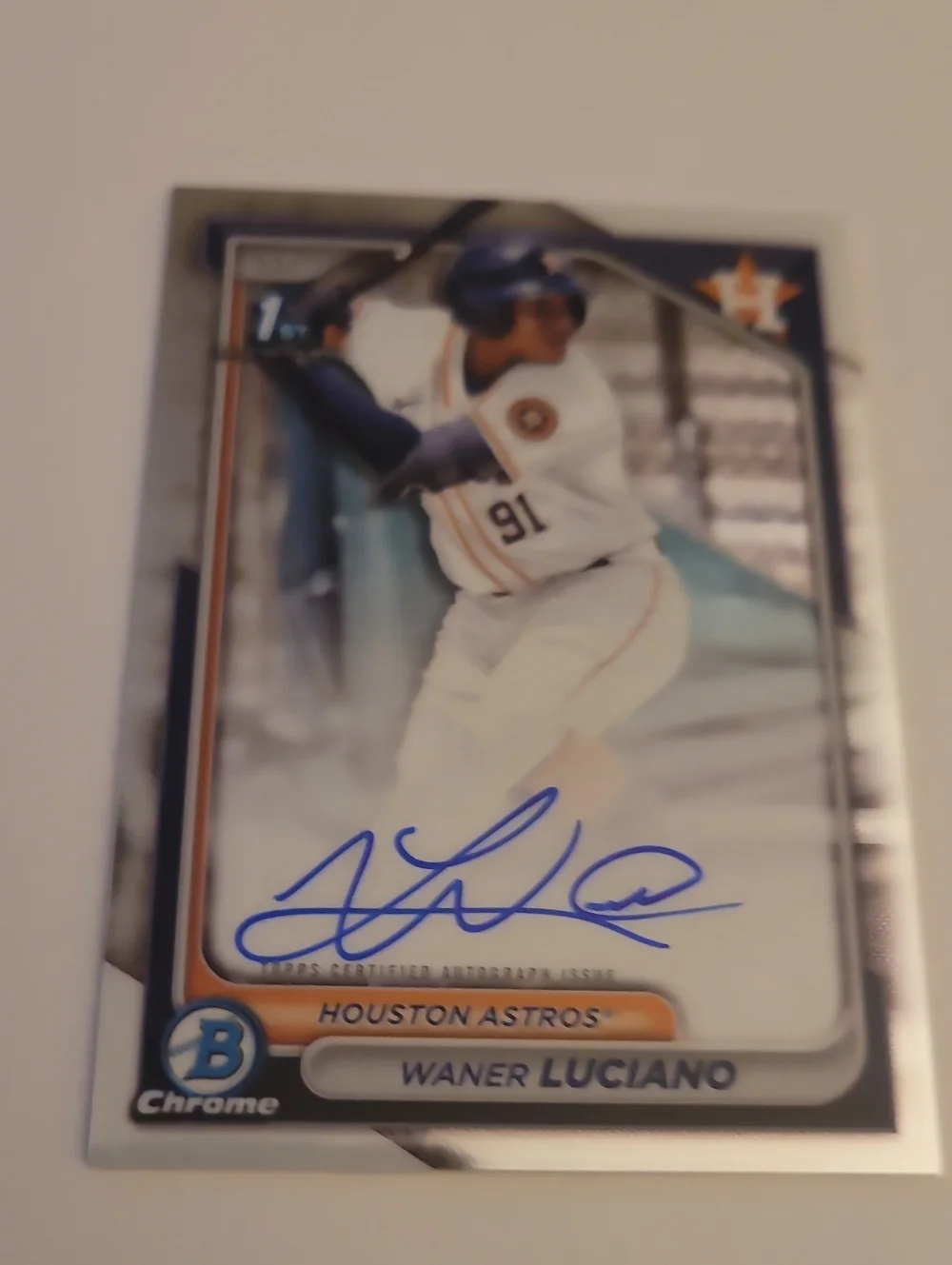Topps Houston Astros Waner Luciano Autographed Card